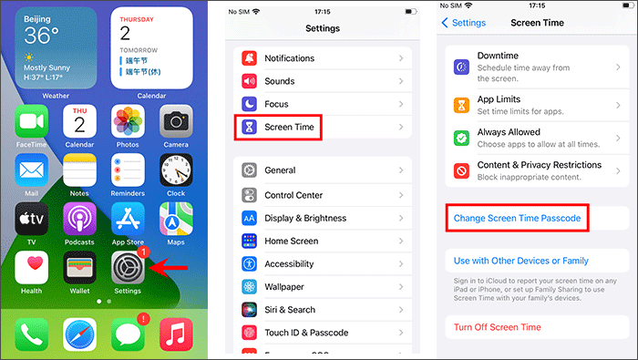 change Screen Time Passcode