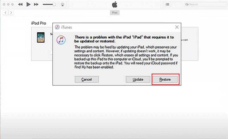 restore ipad via itunes