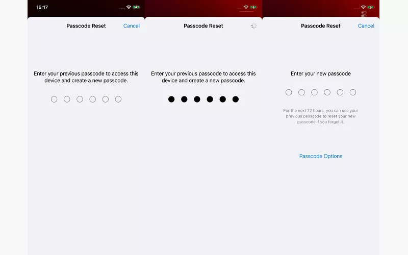 Create a new iPhone passcode after using the previous passcode