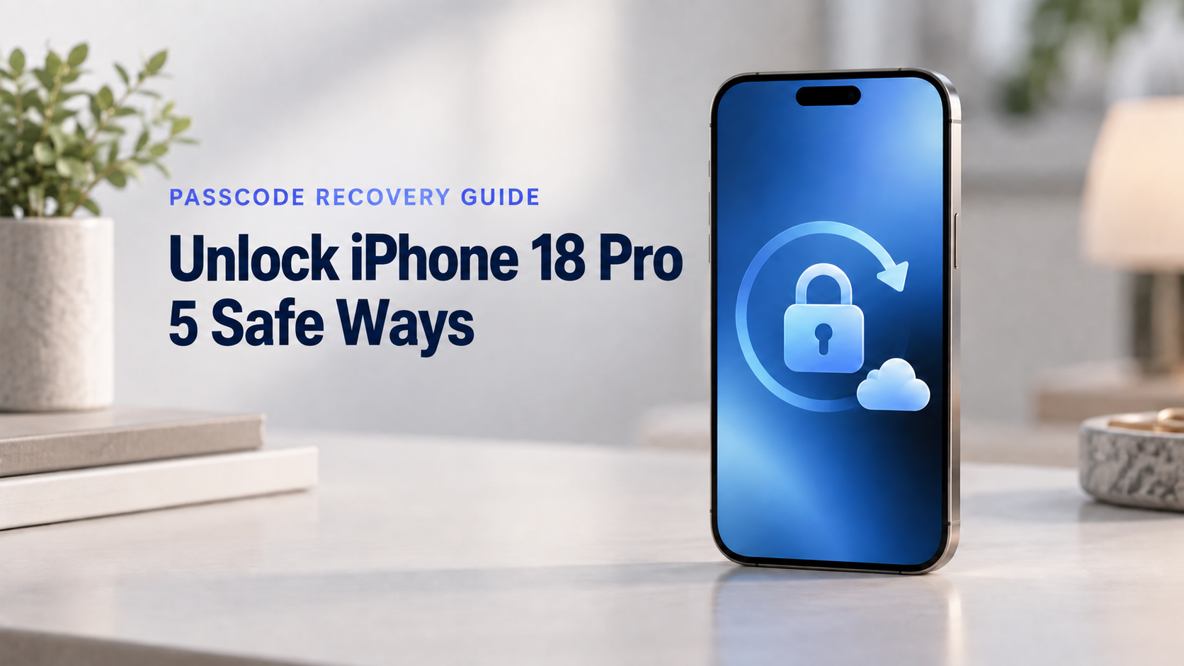 iPhone Pro-style phone showing a secure recovery and backup concept