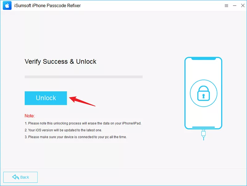Start the supported passcode-removal workflow