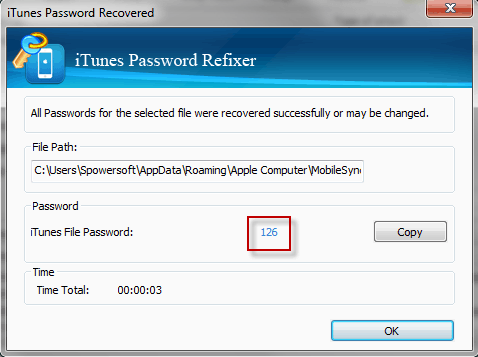 Unlock iphone backup file with the recovered password