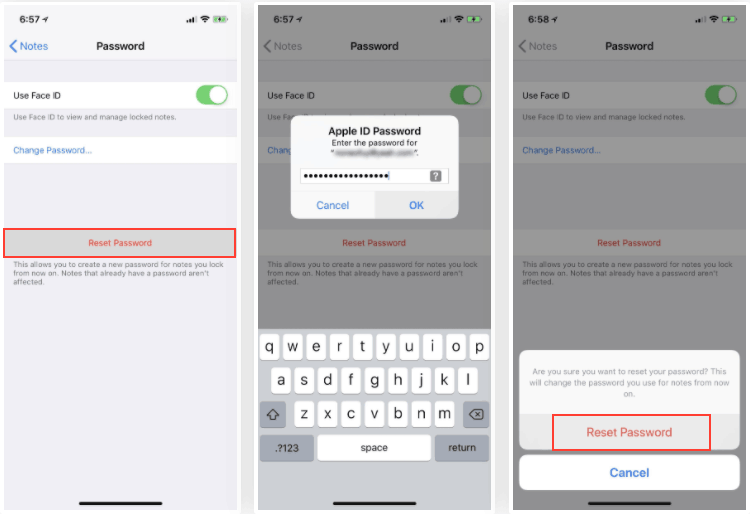 Reset forgotten Note password