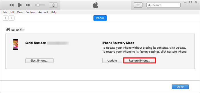 click Restore iPhone