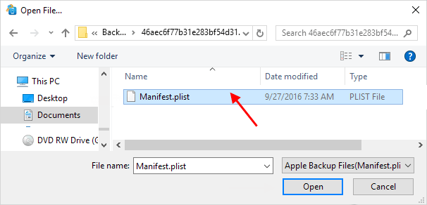 Open iTunes backup files