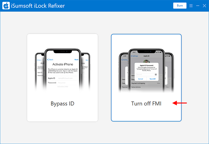 click Turn off FMI