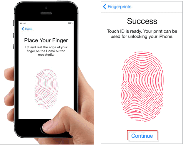 Set up the touch id fingerprint scanner