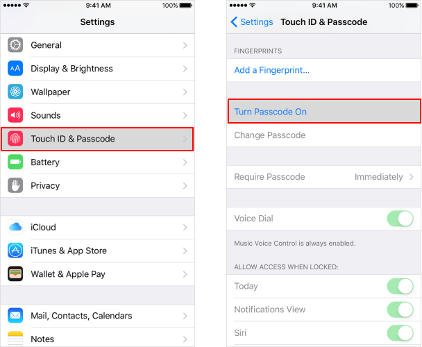 Set a passcode to lock iPhone