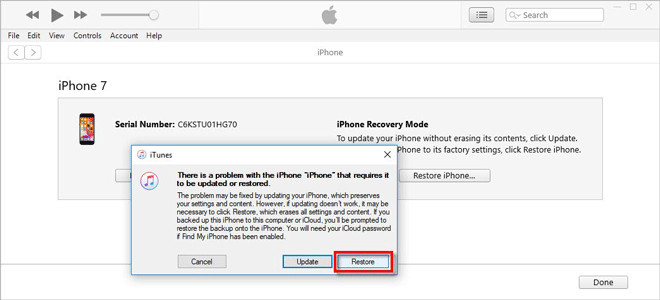 click Restore