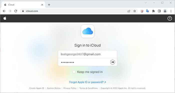 sign in to icloud.com