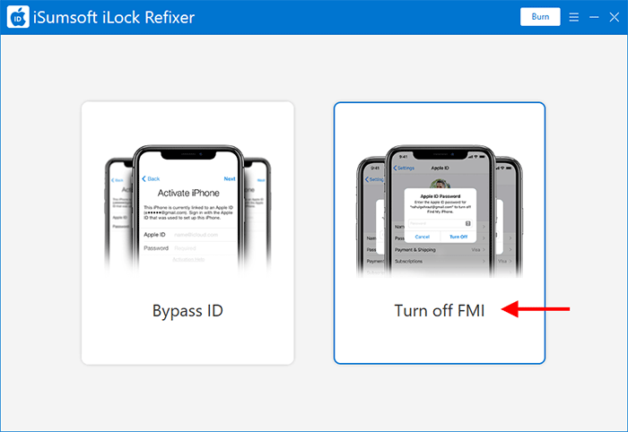 select Turn off FMI