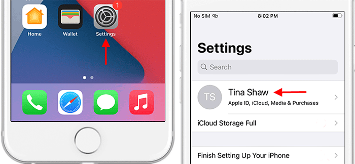 tap your iCloud name