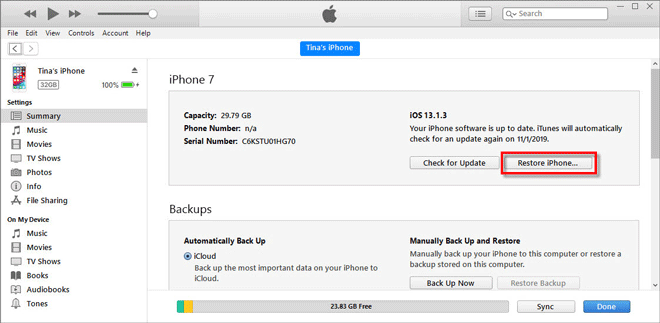 restore iphone