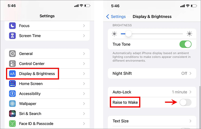 toggle Raise to Wake Off