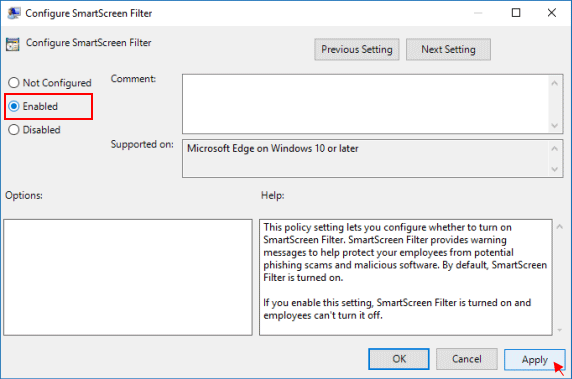 Enable Smartscreen Filter For Microsoft Edge