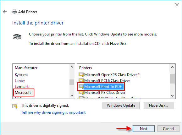 Install printer driver