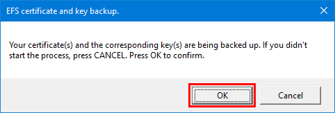 Confirm to back up encryption key