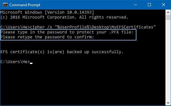 Set password to protect backup file