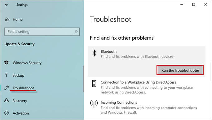 run the Troubleshooter