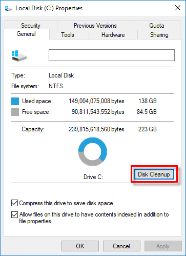 click Disk Cleanup