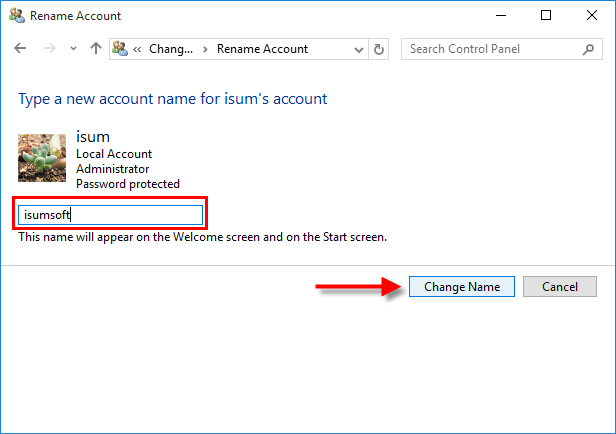 Change account name showed in Sign-in screen