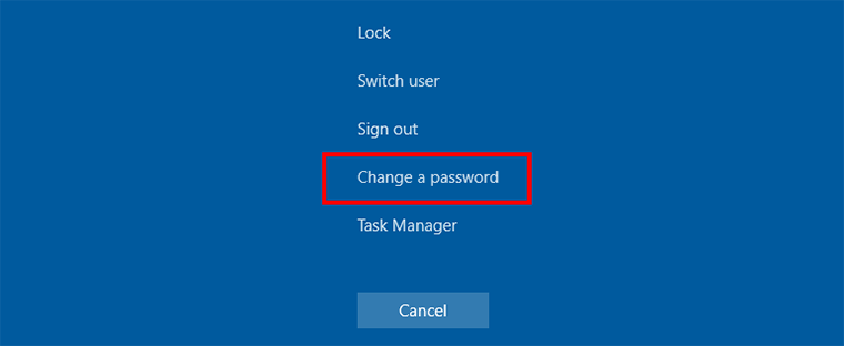 click Change a password