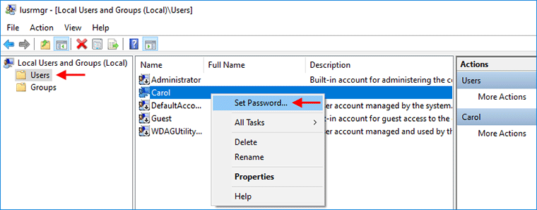 select Set Password
