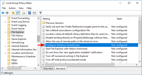 Configure Windows SmartScreen Policy