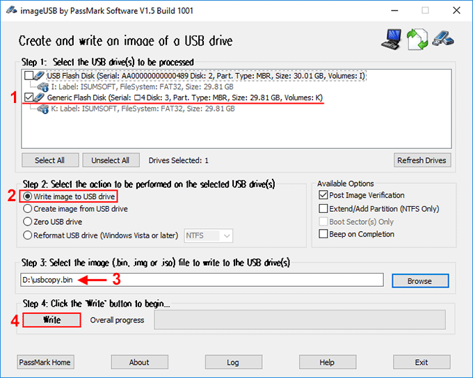 restore image to another usb drive