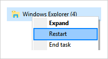 restart Windows explorer