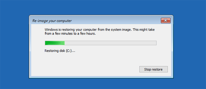 restoring computer from system image