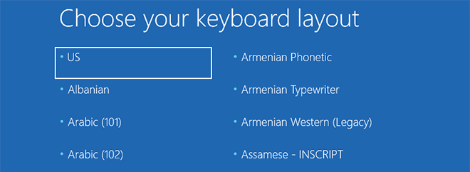 choose keyboard layout