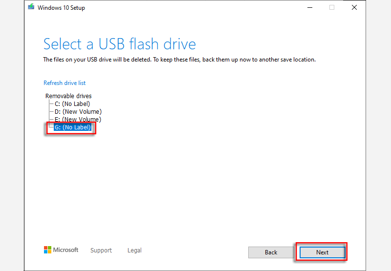select-usb-drive-and-click-on-next