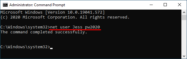 reset password with command
