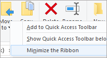 show or hide file explorer ribbon