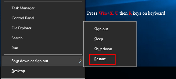 Restart your PC using WinX keyboard shortcut