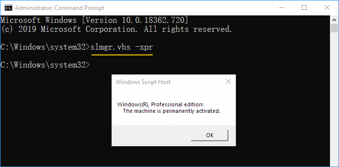 cmd code for activate windows 10