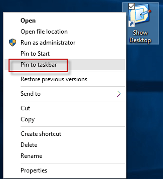 Select Pin to taskbar