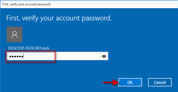 Type your account password