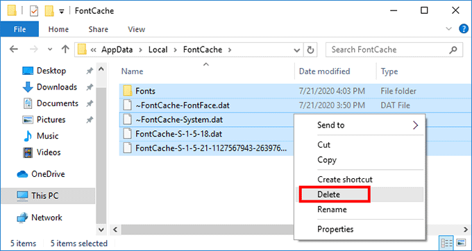 how to remove presentation font cache