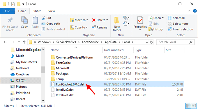how to remove presentation font cache