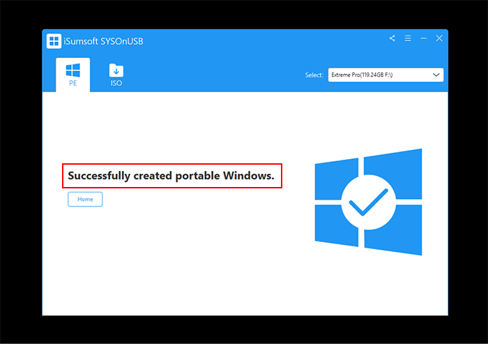 Windows 10 successfully copied to USB