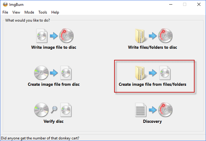  choose Create Image file from files/folders. 