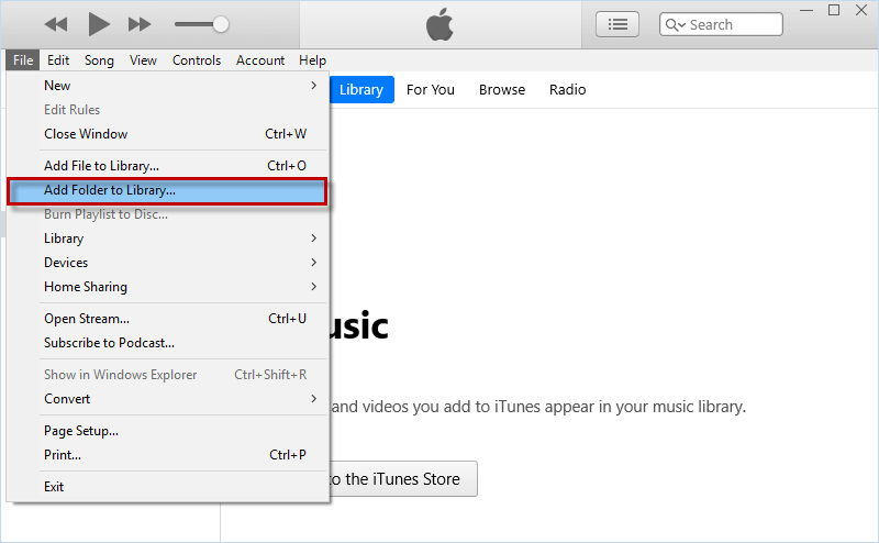 click File > Add Folder to Library