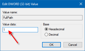 Set value data as 1