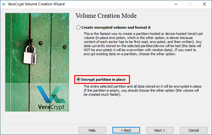 choose volume creation mode