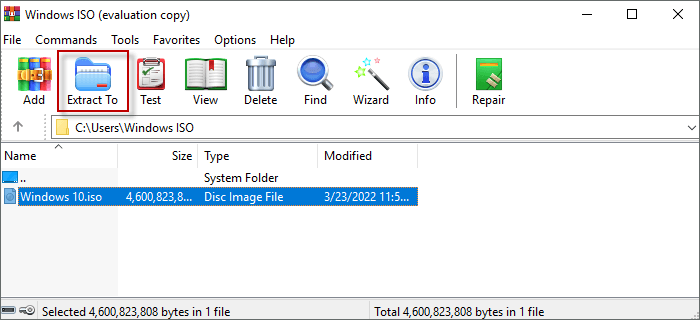 choose ISO file and click Extract to