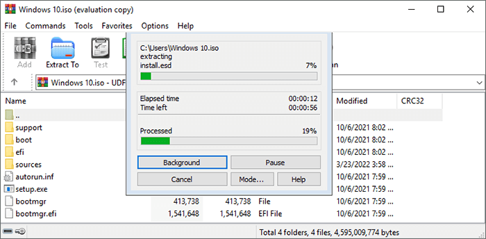 Extracting ISO file with WinRAR