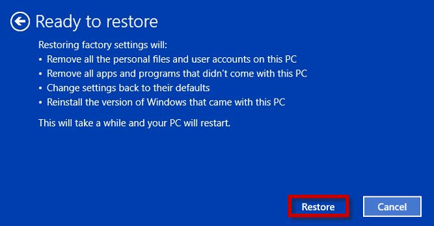click restore