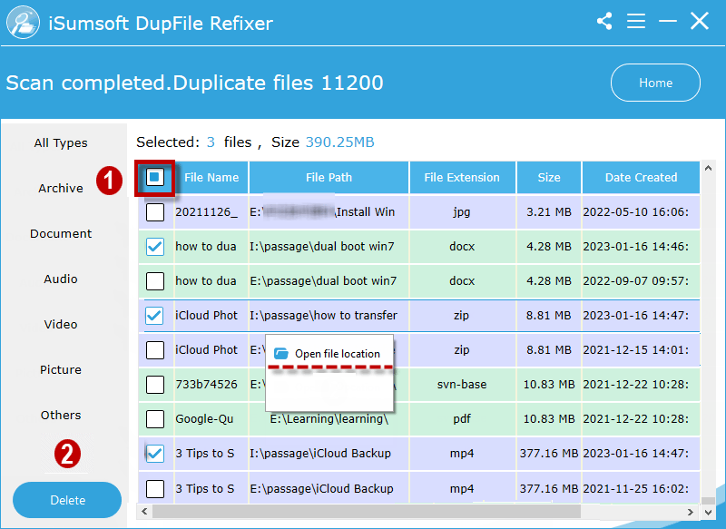 delete duplicate files in bulk